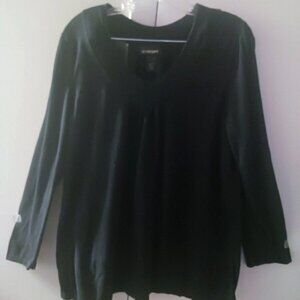 Lane Bryant Womans Plus Size 18/20 Light Solid Black Scoop Neck Knit Blouse